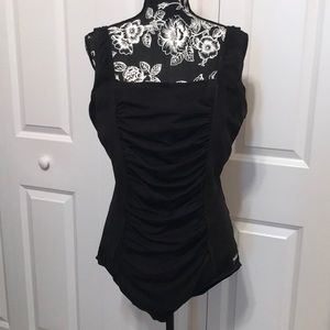 Speedo one piece bathing swimsuit black EUC